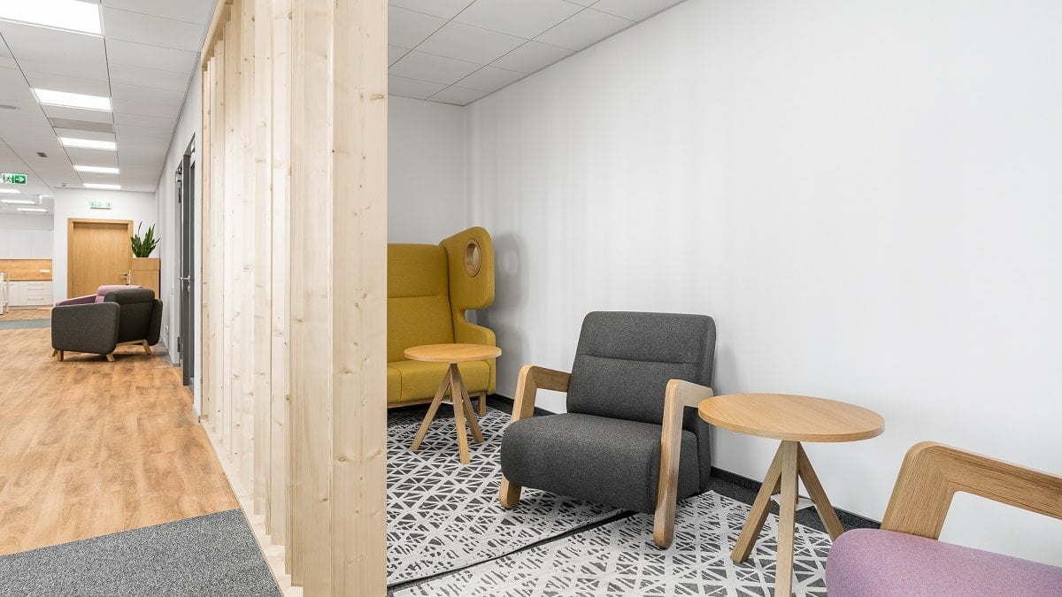How can you use office sofas to create a modern chillout zone?