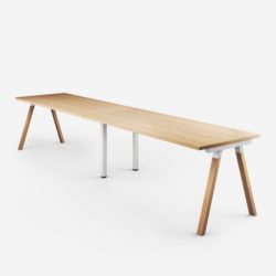 Modular desk with wooden legs