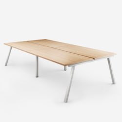 Modular bench type desk with metal legs