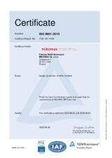 See Certificate ISO 9001:2015 ISO 9001:2015 - Thumbnail of the Certificate