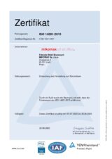 See Certificate ISO 14001:2015 ISO 14001:2015 - Thumbnail of the Certificate