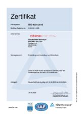 ISO 9001:2015 - Miniatur des Zertifikats
