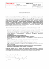 Polityka jakości i środowiska - Miniaturka Certyfikatu