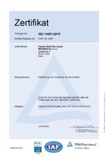 ISO 14001:2015 - Miniatur des Zertifikats