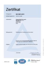 ISO 9001:2015 - Miniatur des Zertifikats